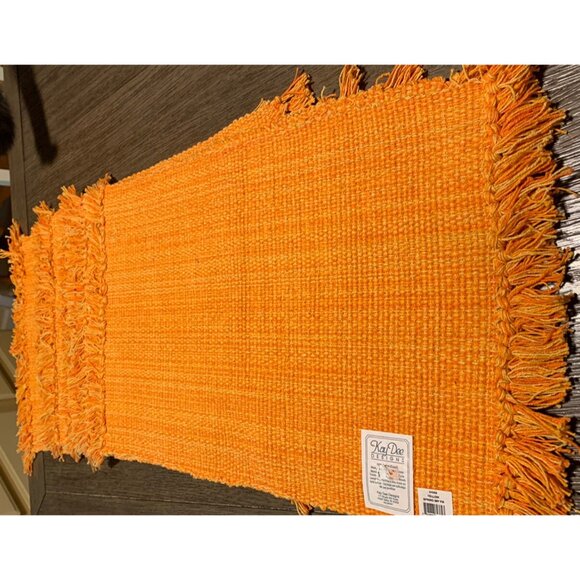 Vintage 100% COTTON WOVEN ORANGE FRINGE PLACEMAT Set of 6 NWT KAY DEE DESIGNS - Picture 4 of 10
